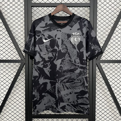 Sporting T-shirt Aquecimento Preta 25/26