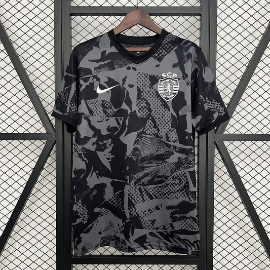 Sporting T-shirt Aquecimento Preta 25/26